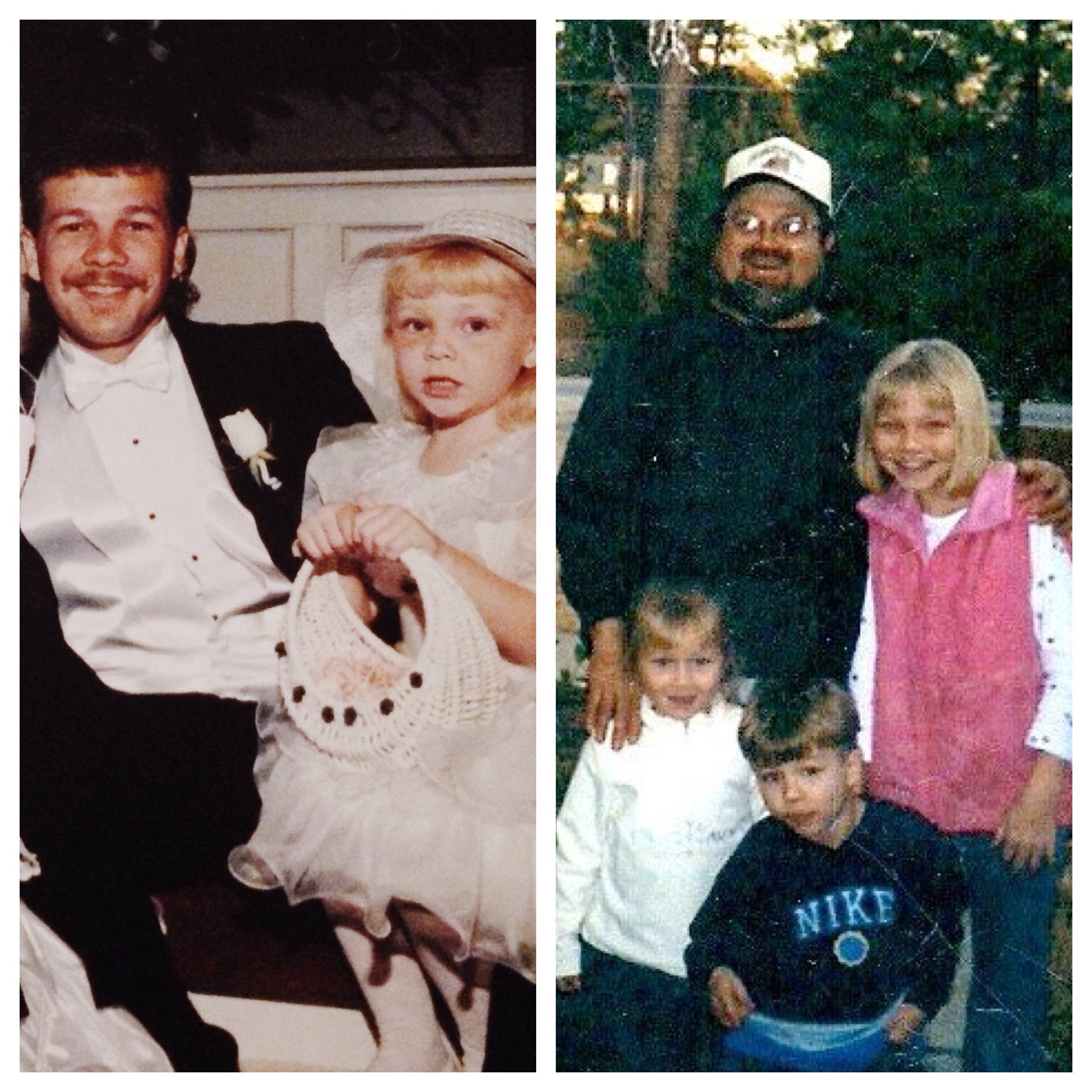 left- Uncle James and me on his wedding day in 1995.&nbsp;right- Uncle Jimmy, me, Taylor &amp; Hunter on a day circa 2000 when Uncle Jimmy came over to see us and use the last few shots on his roll of film on us.&nbsp; 